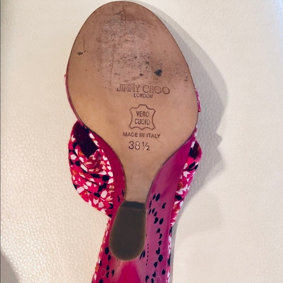 Jimmy Choo Leather & Cloth Printed Wedges - Picture 6 of 7